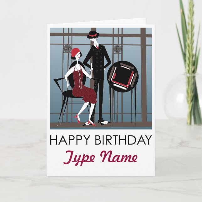 Tarjeta de cumpleaños de la pareja Mah Jongg Flapp (Anverso)