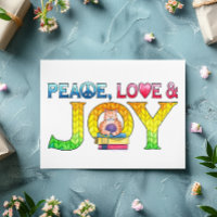 Tarjeta de cumpleaños de la paz, del amor y de la