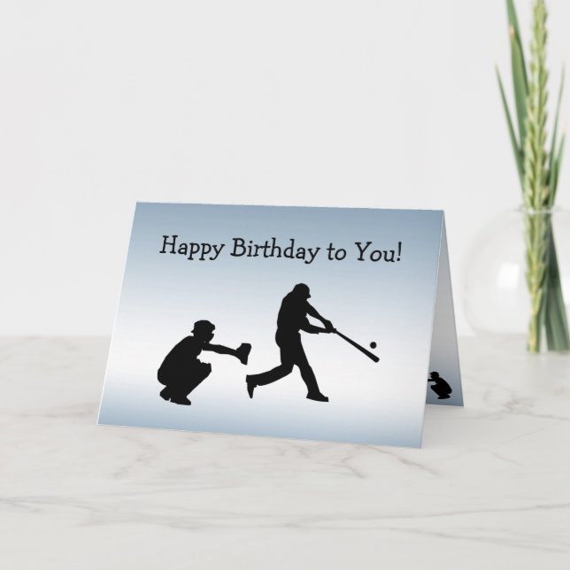 Tarjeta de cumpleaños de la pelota de béisbol Blue (Anverso)