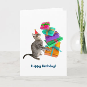 Tarjeta de cumpleaños de la Pile actual de Cat