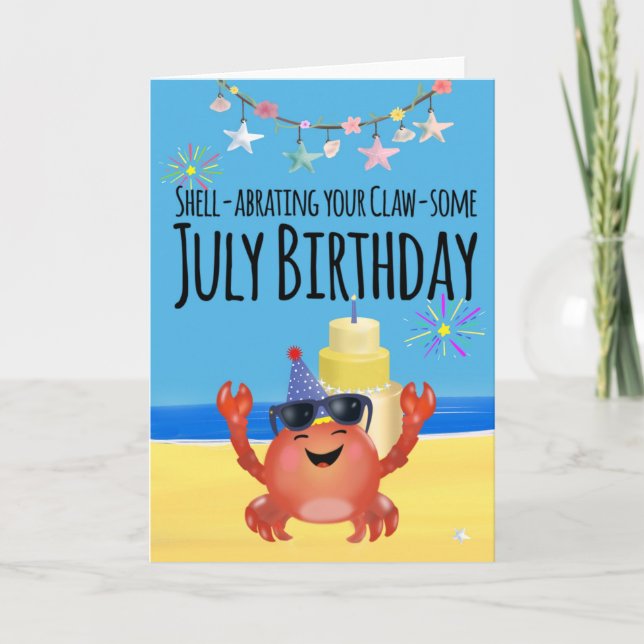 tarjeta de cumpleaños de la playa de julio (Anverso)