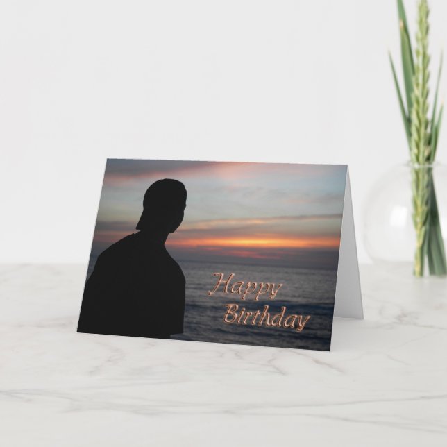 Tarjeta de cumpleaños de la puesta del sol para el (Anverso)