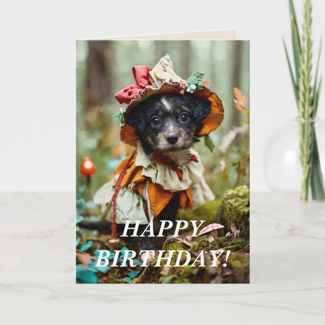 TARJETA DE CUMPLEAÑOS DE LA PUP VESTIDA (Anverso)