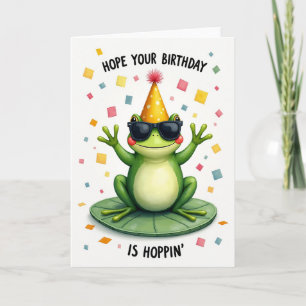 Tarjeta de cumpleaños de la rana de la fiesta