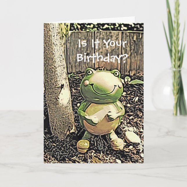 Tarjeta de cumpleaños de la rana y del árbol (Anverso)