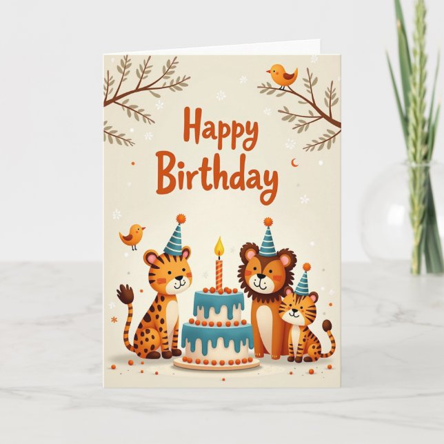 Tarjeta de cumpleaños de la selva caprichosa (Anverso)