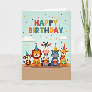 Tarjeta de cumpleaños de la selva juguetona