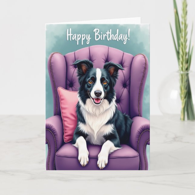 Tarjeta de cumpleaños de la silla de cachorro aleg (Anverso)