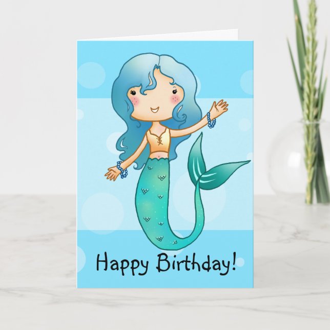 Tarjeta de cumpleaños de la sirena con alegría del (Anverso)
