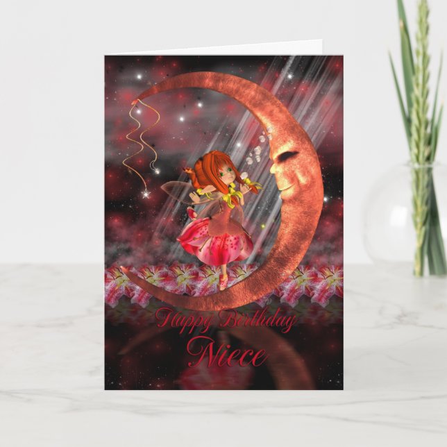 Tarjeta de cumpleaños de la sobrina con luna de ha (Anverso)