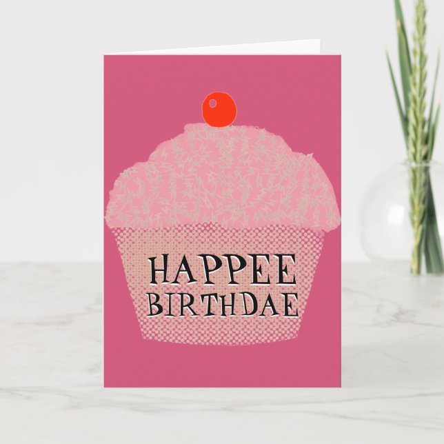 Tarjeta de cumpleaños de la torta de Happee (Anverso)