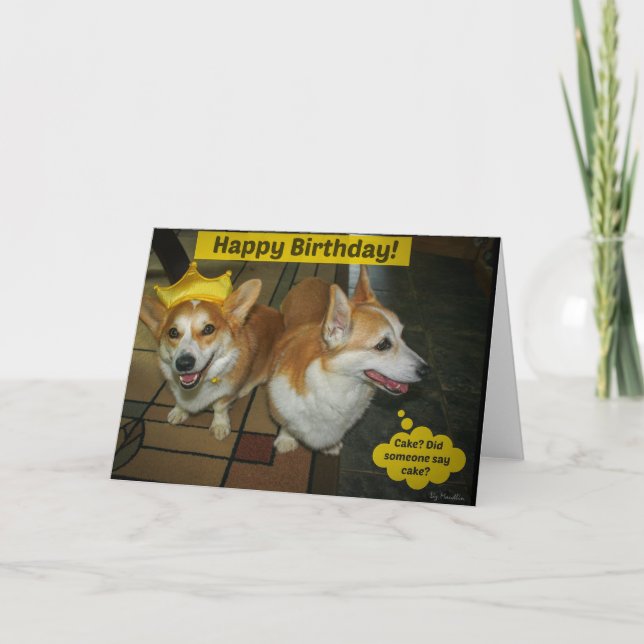Tarjeta de cumpleaños de la torta del Corgi (Anverso)