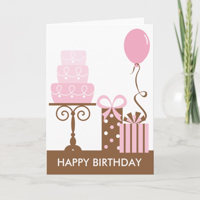 Tarjeta de cumpleaños de la torta y de los (Anverso)