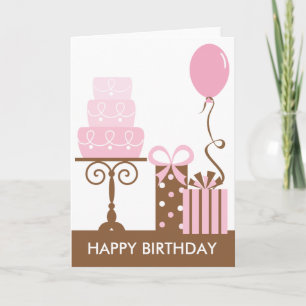 Tarjeta de cumpleaños de la torta y de los