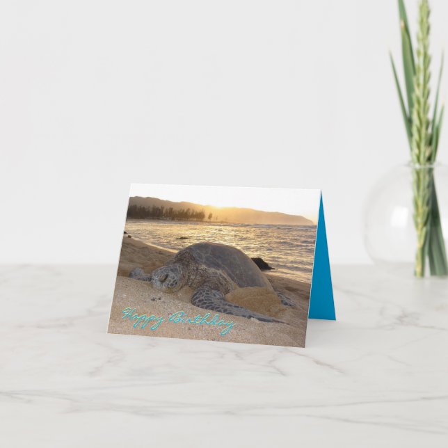 Tarjeta de cumpleaños de la tortuga del Mar Verde  (Anverso)
