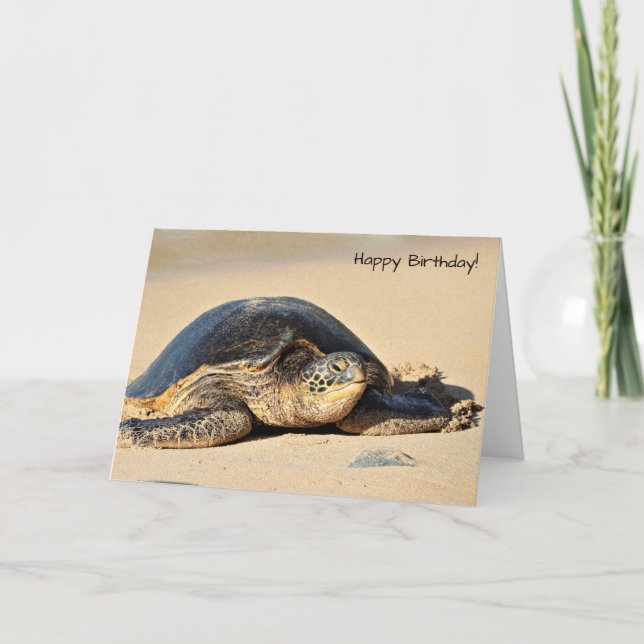 Tarjeta de cumpleaños de la tortuga marina de Hawá (Anverso)