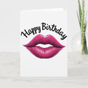 Tarjeta de cumpleaños de labios fucsia