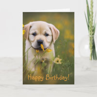 Tarjeta de cumpleaños de Labrador amarillo recuper
