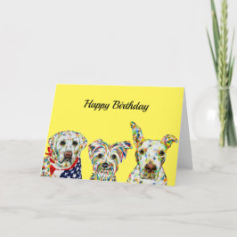 Tarjeta de cumpleaños de Labrador, Terrier, Pitbul