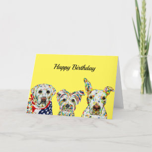 Tarjeta de cumpleaños de Labrador, Terrier, Pitbul