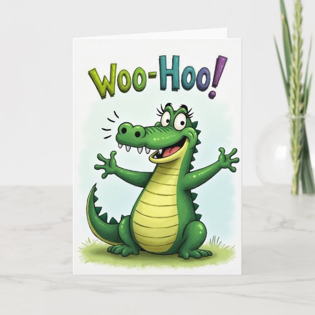 Tarjeta de cumpleaños de lagarto alegre (Anverso)
