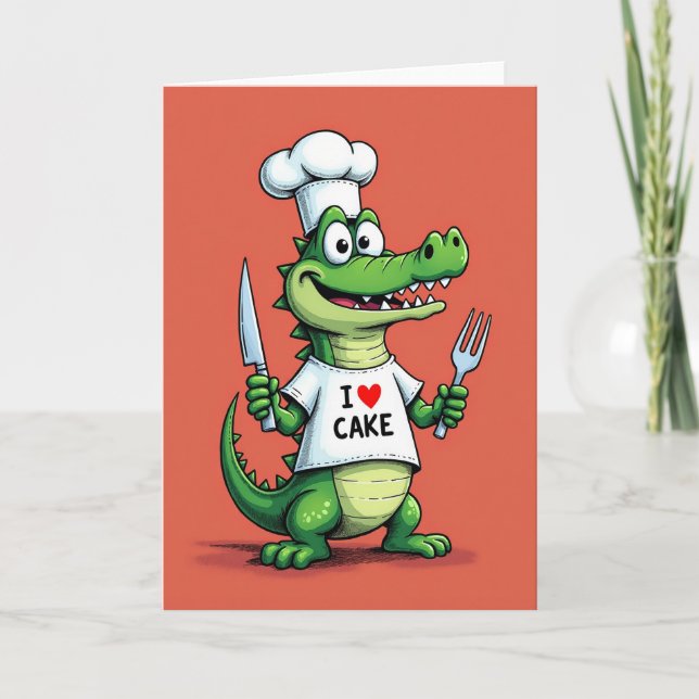 Tarjeta de cumpleaños de lagarto de dibujos animad (Anverso)