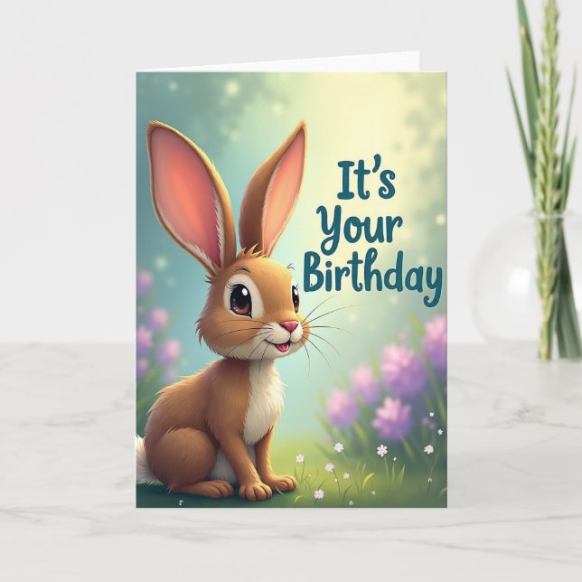Tarjeta de cumpleaños de lagomorfo dulce (Anverso)