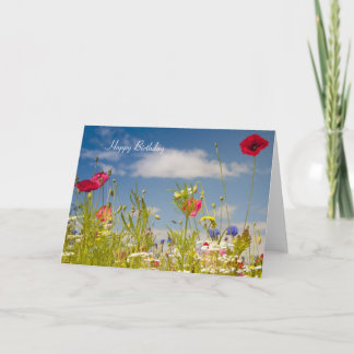 Tarjeta de cumpleaños de las amapolas y de los