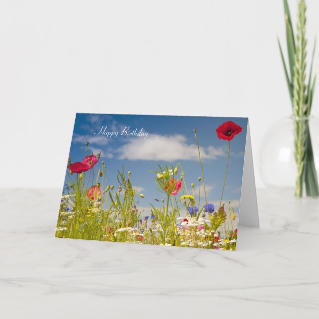Tarjeta de cumpleaños de las amapolas y de los (Anverso)