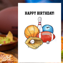 Tarjeta de cumpleaños de las bolas de los deportes