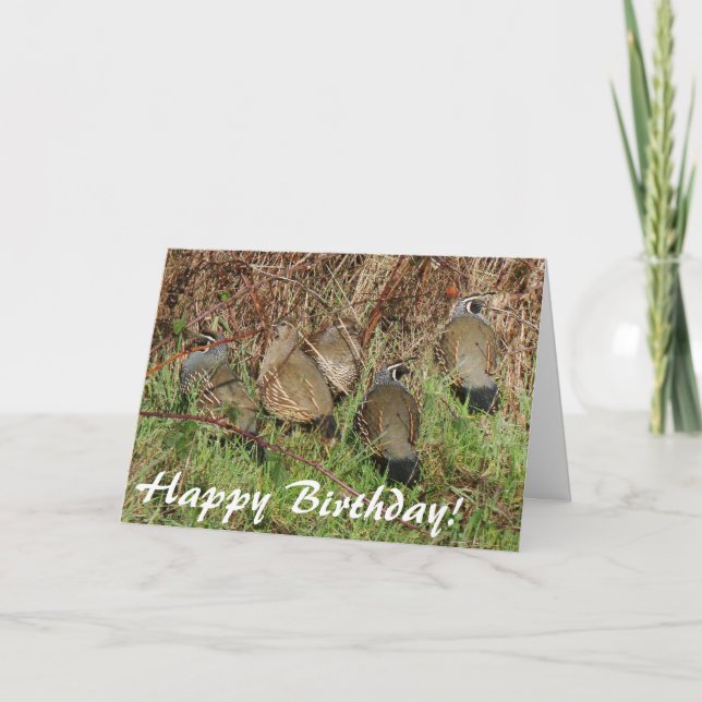 Tarjeta de cumpleaños de las codornices de (Anverso)
