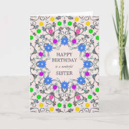 Tarjeta de cumpleaños de las flores abstractas de 