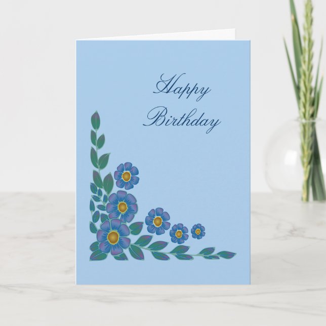 Tarjeta de cumpleaños de las flores azules de boni (Anverso)