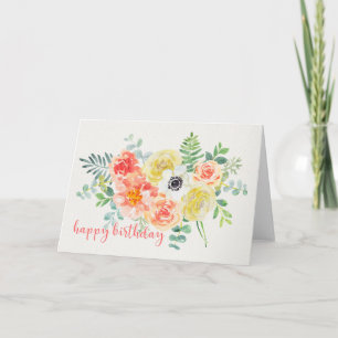 Tarjeta de cumpleaños de las flores de color de ag