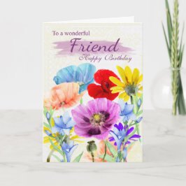 Tarjeta de cumpleaños de las flores salvajes de la