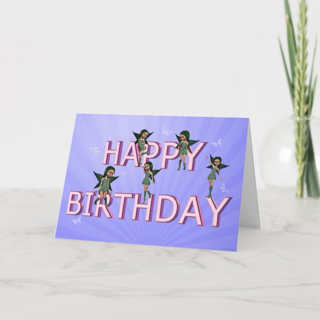 Tarjeta de cumpleaños de las hadas de la flor (Anverso)