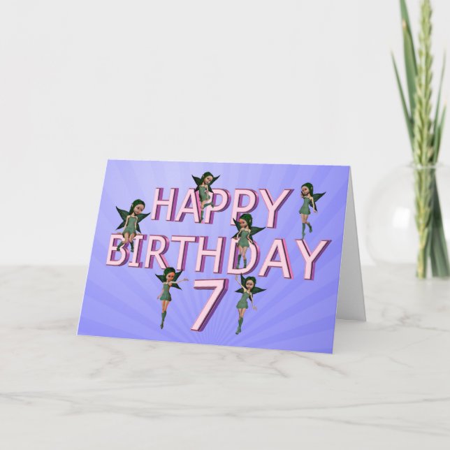 Tarjeta de cumpleaños de las hadas de la flor 7ma (Anverso)