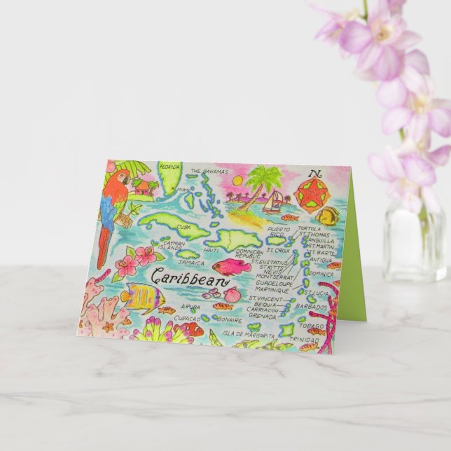 Tarjeta de cumpleaños de las islas caribeñas color (Orquídea)
