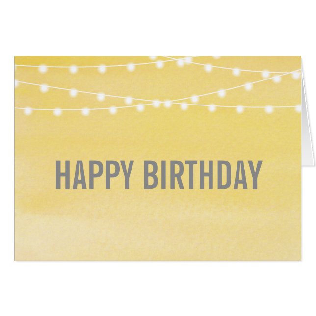 Tarjeta de cumpleaños de las luces de cadena de co (Anverso (Horizontal))