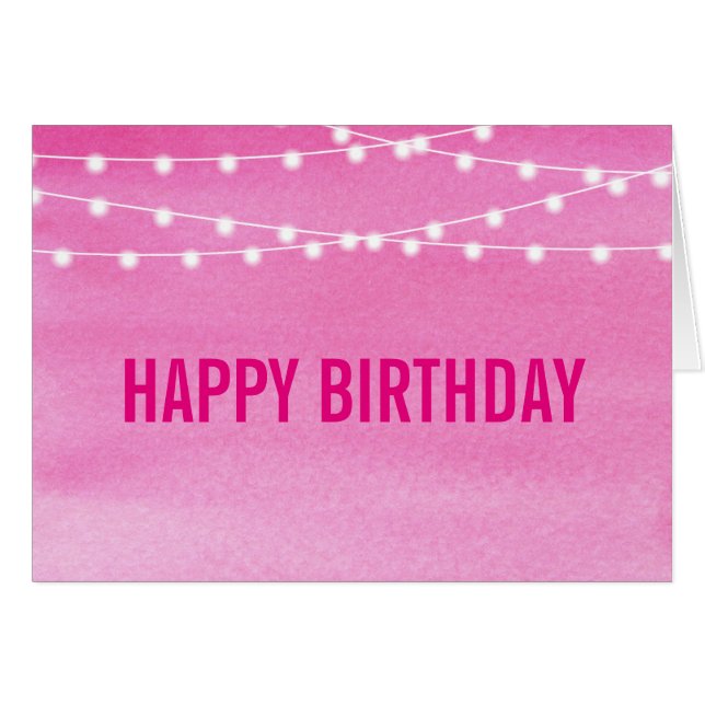 Tarjeta de cumpleaños de las luces de cadena de co (Anverso (Horizontal))