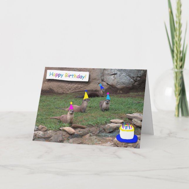 tarjeta de cumpleaños de las nutrias del fiesta (Anverso)