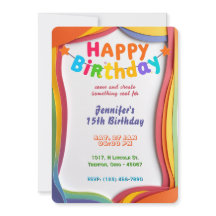 Tarjeta de cumpleaños de las olas de arcoiris pers