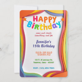 Tarjeta de cumpleaños de las olas de arcoiris pers