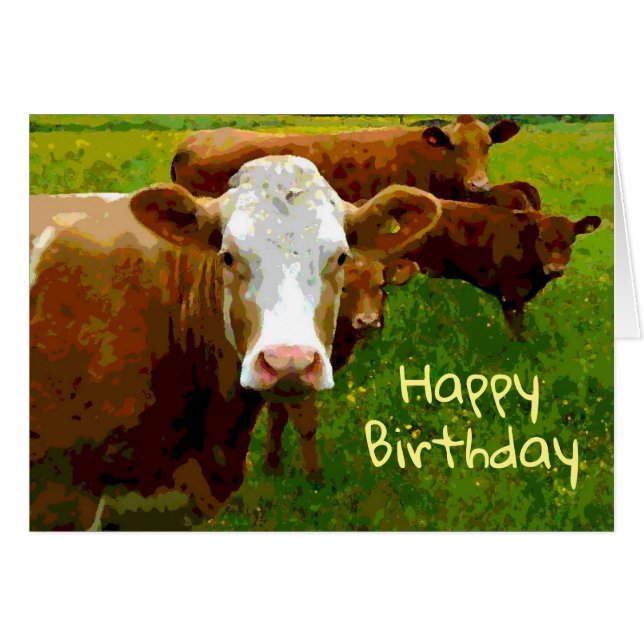 Tarjeta de cumpleaños de las vacas (Anverso (Horizontal))