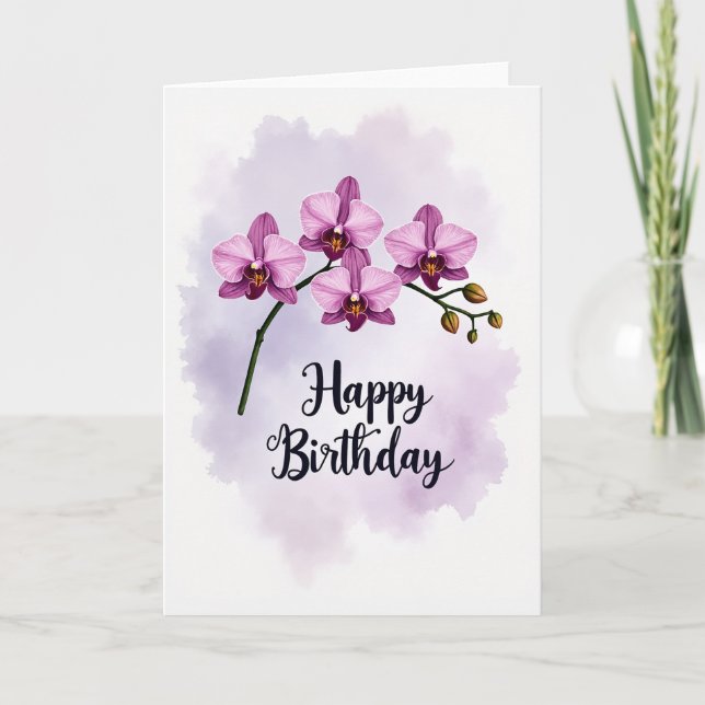 Tarjeta de cumpleaños de lavanda acuarela (Anverso)