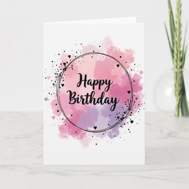 Tarjeta de cumpleaños de lavanda rosada (Anverso)