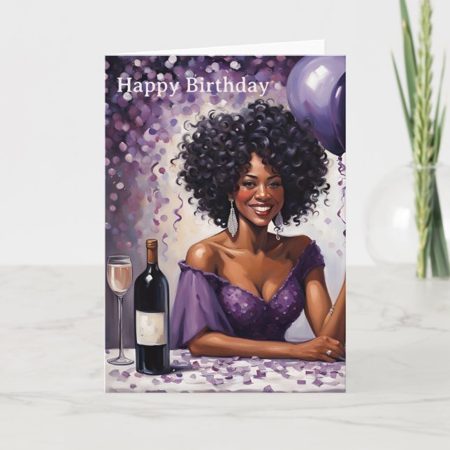 Tarjeta de cumpleaños de Lavender para afroamerica (Anverso)