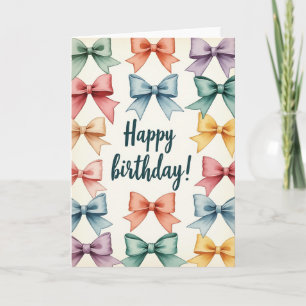 Tarjeta de cumpleaños de lazos de acuarela