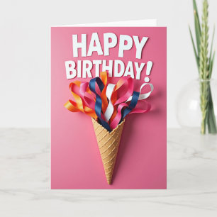 Tarjeta de cumpleaños de lazos fucsia