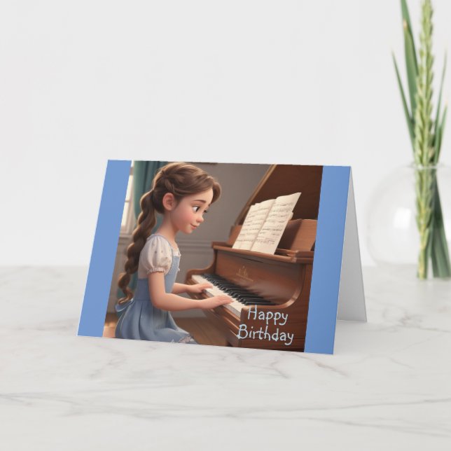 Tarjeta de cumpleaños de lección de piano (Anverso)